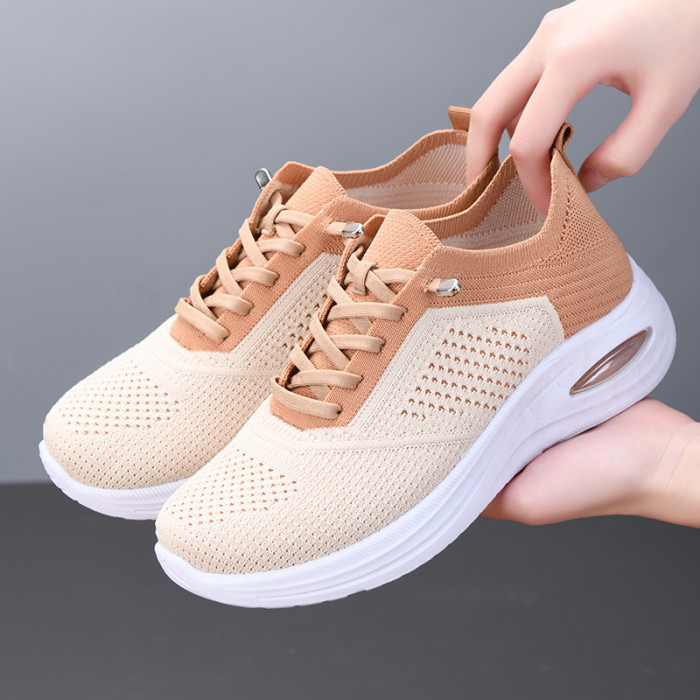 Low Top Lace Up Sock Style Soft Sole Sports Shoes For Women Spring Summer Autumn Daily Wear