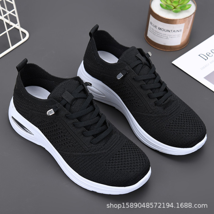 Low Top Lace Up Sock Style Soft Sole Sports Shoes For Women Spring Summer Autumn Daily Wear
