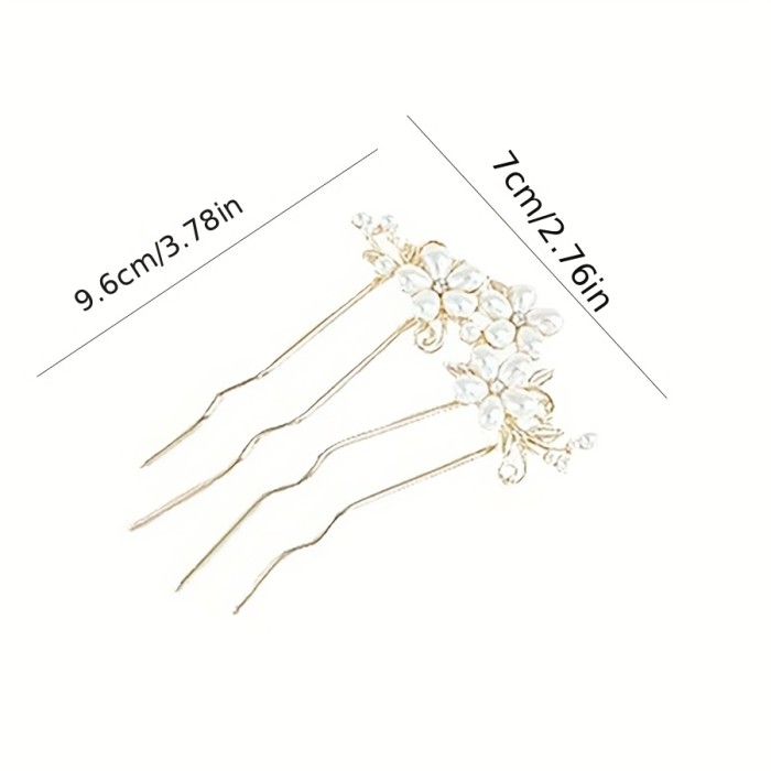 Vintage French Floral Alloy U-Shaped Wave Hair Comb For Daily Dating And Evening Banquet