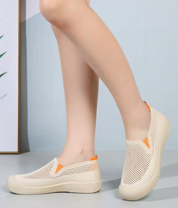Round Toe Hollow Elastic Breathable Mesh Shoes For Women Summer Daily Casual