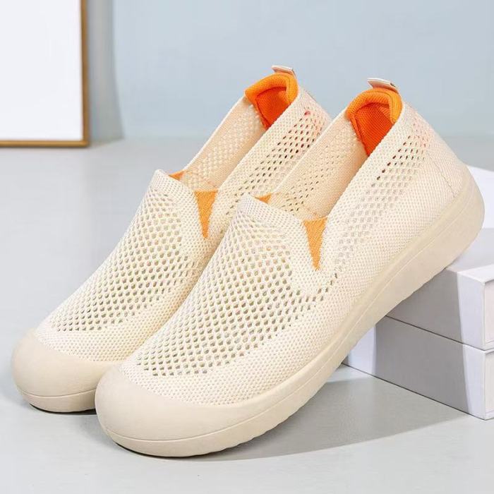 Round Toe Hollow Elastic Breathable Mesh Shoes For Women Summer Daily Casual