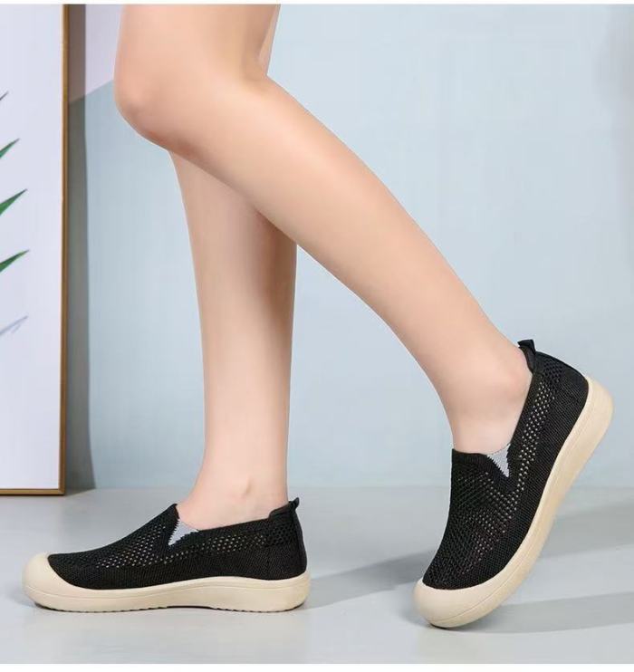 Round Toe Hollow Elastic Breathable Mesh Shoes For Women Summer Daily Casual
