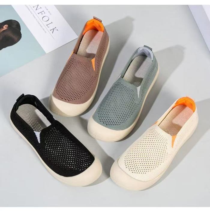 Round Toe Hollow Elastic Breathable Mesh Shoes For Women Summer Daily Casual