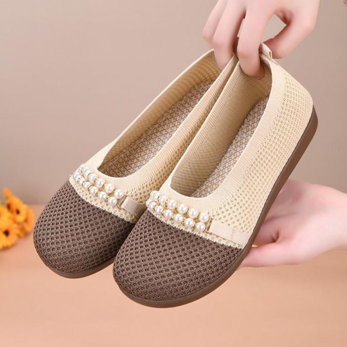 Breathable Mesh Wedge Shoes With Beef Tendon Sole For Daily Walking