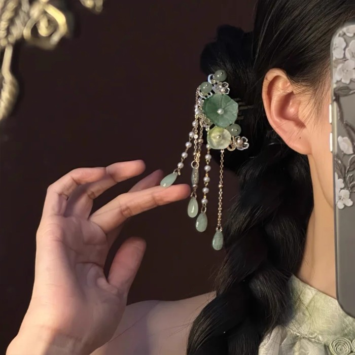 New Chinese Floral Tassel Hair Insert Comb For Cheongsam Daily Strolls And Tea Events