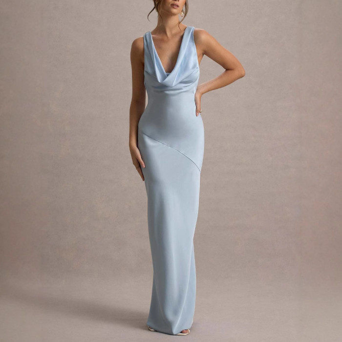 Slim Sleeveless Backless Camisole Maxi Dress For Party And Summer Occasions