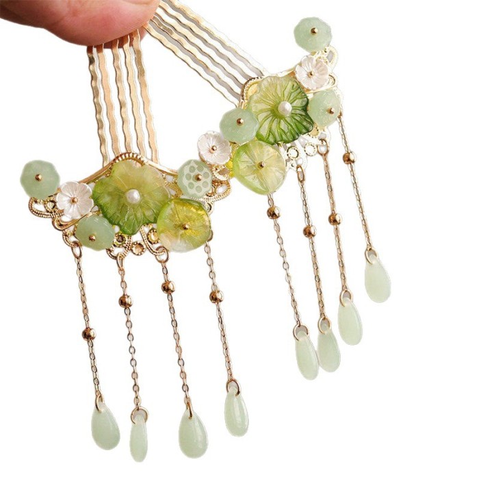New Chinese Floral Tassel Hair Insert Comb For Cheongsam Daily Strolls And Tea Events
