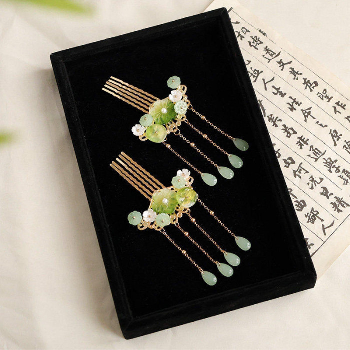New Chinese Floral Tassel Hair Insert Comb For Cheongsam Daily Strolls And Tea Events