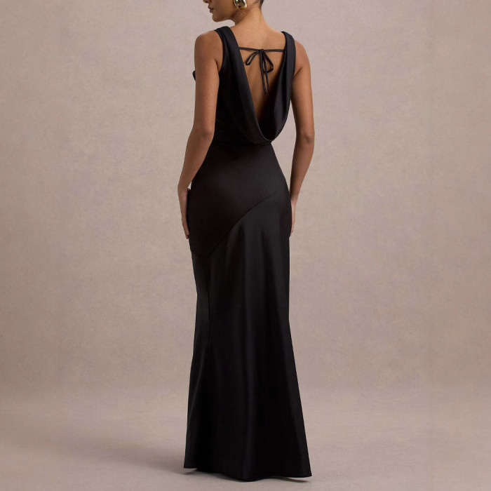 Slim Sleeveless Backless Camisole Maxi Dress For Party And Summer Occasions