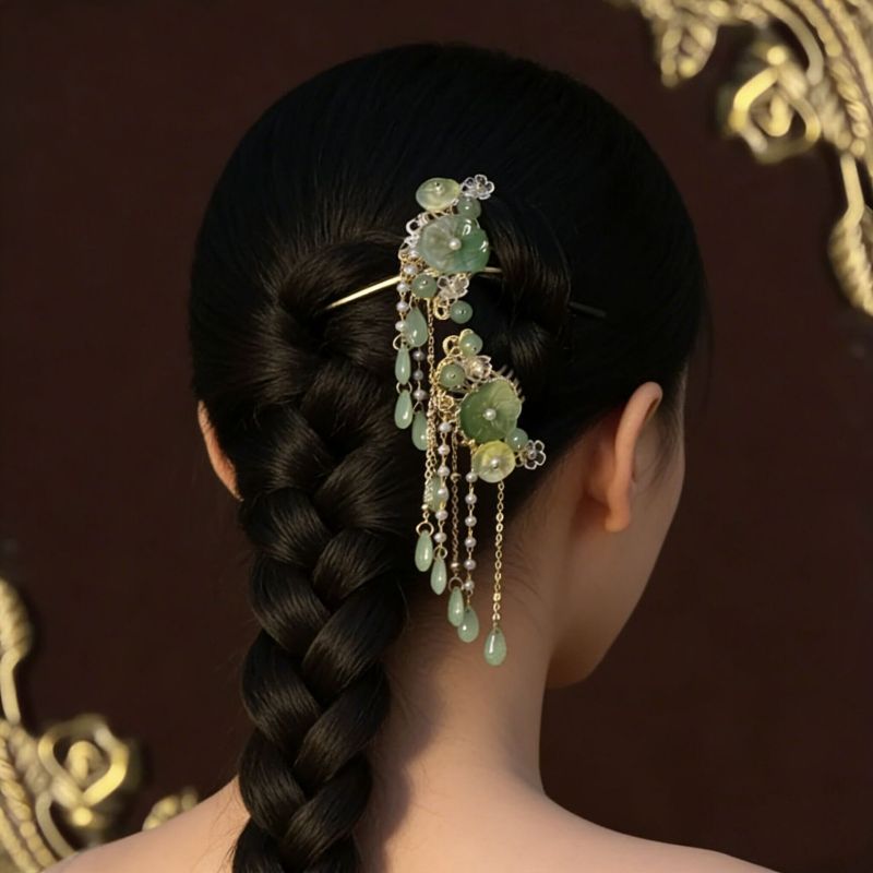 New Chinese Floral Tassel Hair Insert Comb For Cheongsam Daily Strolls And Tea Events