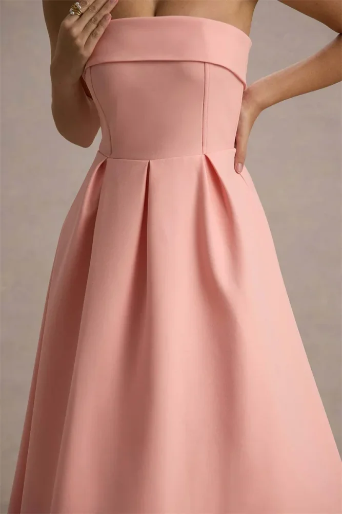 Strapless Off Shoulder High Waist A-Line Backless Maxi Dress For Parties And Evening Occasions