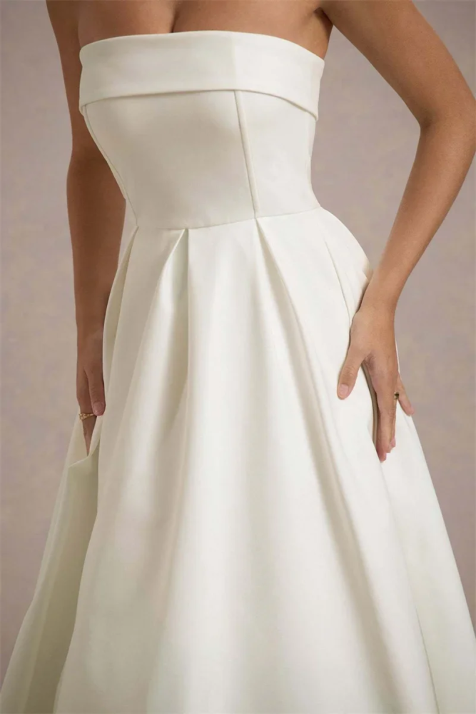 Strapless Off Shoulder High Waist A-Line Backless Maxi Dress For Parties And Evening Occasions