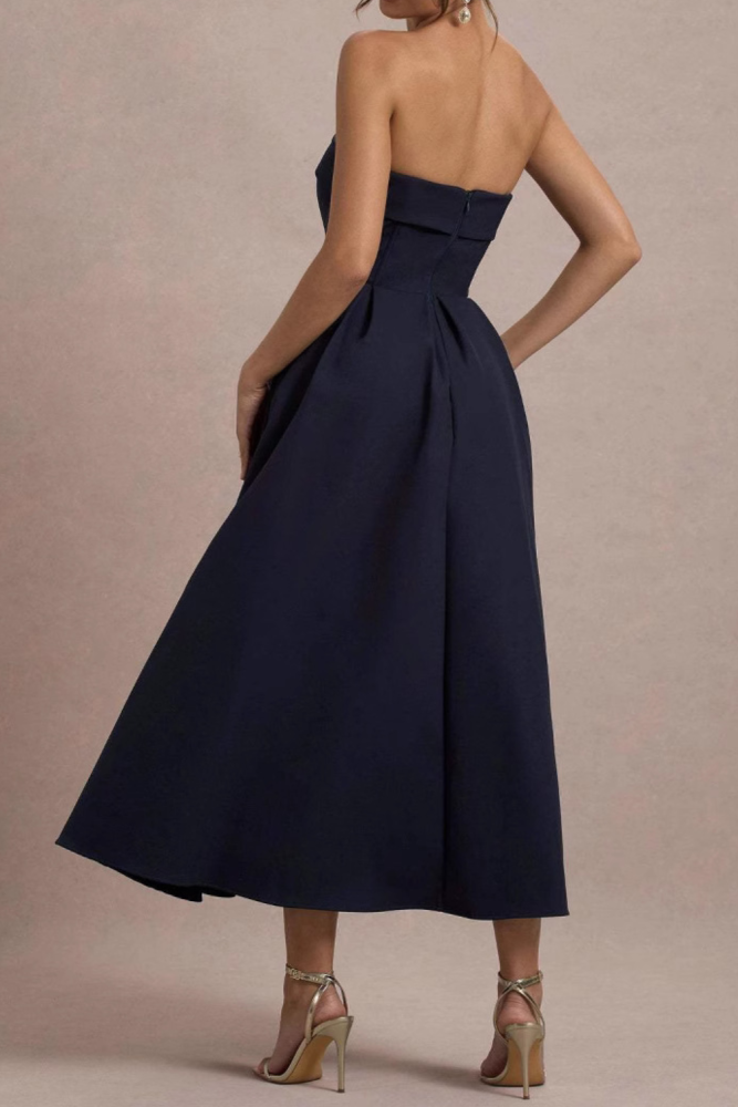 Strapless Off Shoulder High Waist A-Line Backless Maxi Dress For Parties And Evening Occasions
