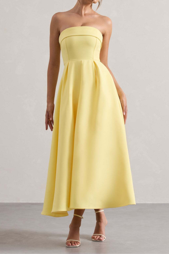 Strapless Off Shoulder High Waist A-Line Backless Maxi Dress For Parties And Evening Occasions