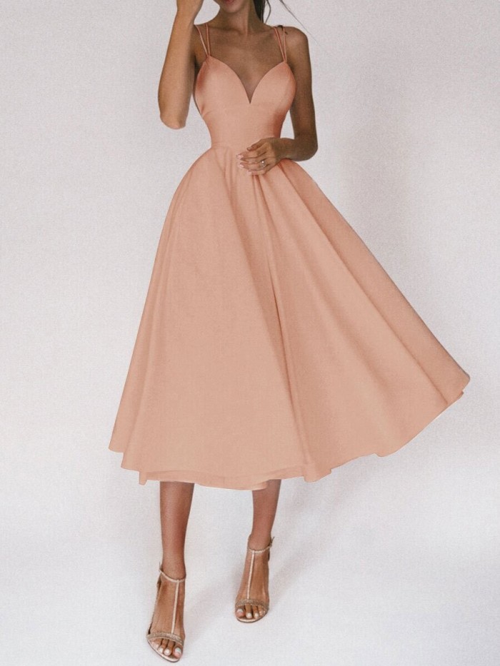 Multi-Color Strapless Princess Style Midi Dress For Spring And Summer