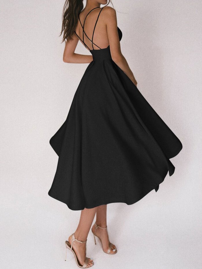 Multi-Color Strapless Princess Style Midi Dress For Spring And Summer