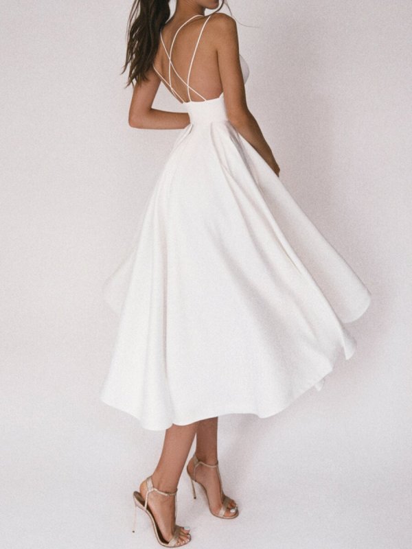 Multi-Color Strapless Princess Style Midi Dress For Spring And Summer