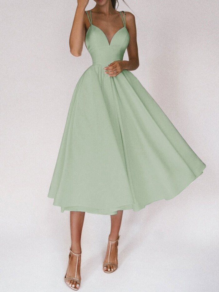 Multi-Color Strapless Princess Style Midi Dress For Spring And Summer