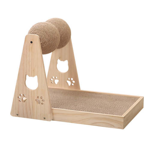 New Style Sisal ball turntable solid wood scratching board cat toy