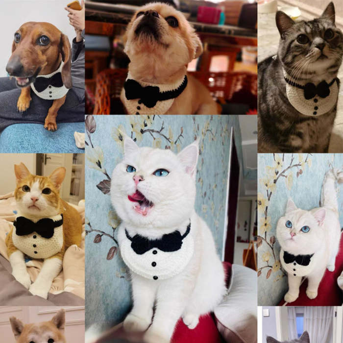 Cat Dog Gentleman Elegant Small Square Scarf Bow Scarf Saliva Towel Accessories Pet Bow Scarf