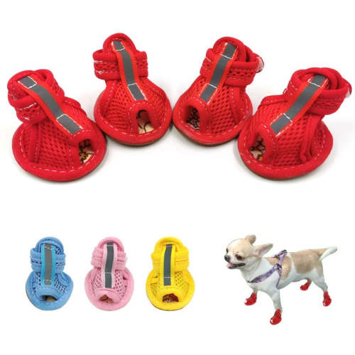 Pet Sandals New Dog Sandals Spring and Summer Tendon Bottom Mesh Breathable Puppy Non-Slip Shoes Pet Supplies