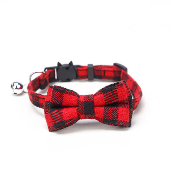 British plaid bow collar pet bell collar patch cat deduction cat and dog collar