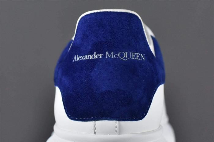 Alexander McQUEEN Oversized Sneaker White Smooth Calf Leather Worker Blue Suede Heel