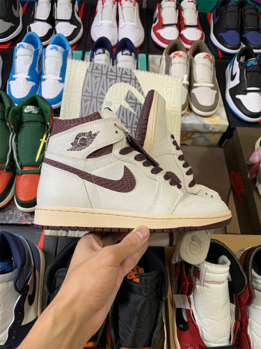 A Ma Maniere x Jordan 1 Retro 'Sail and Burgundy' White