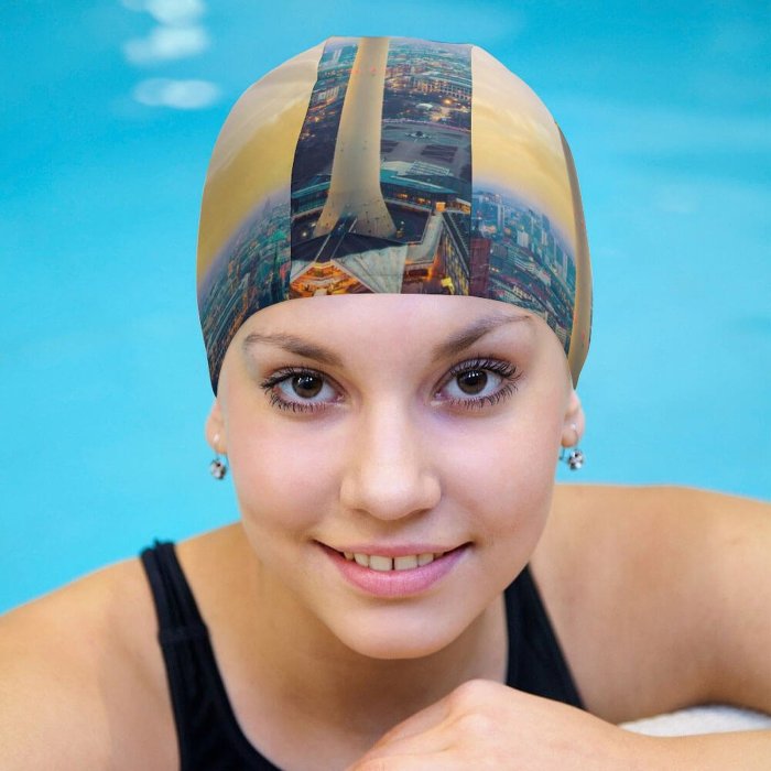 Swimming Cap Nicolas Kamp Berlin   Berliner Fernsehturm Landmark Sunset Cityscape City Lights Elastic,suitable for long and short hair