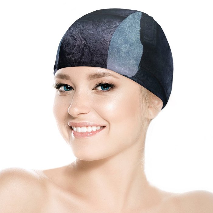 Swimming Cap Grafixart Moai Statue Easter Island Ancient Architecture Starry Sky Sunset Dawn Heritage Elastic,suitable for long and short hair