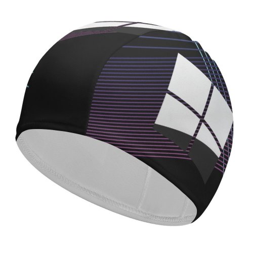 Swimming Cap Zarif Technology Black Dark Microsoft  Minimal  Dark Purple Elastic,suitable for long and short hair