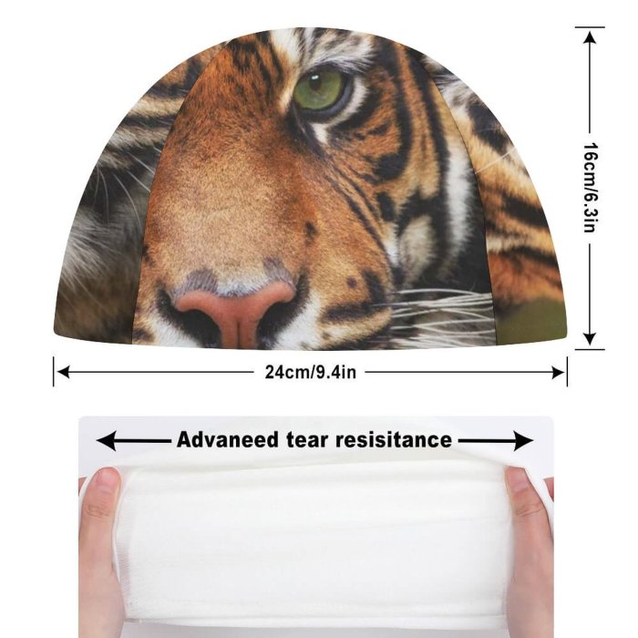 Swimming Cap Ralf Seelert  Big Cat Wildlife Closeup Elastic,suitable for long and short hair