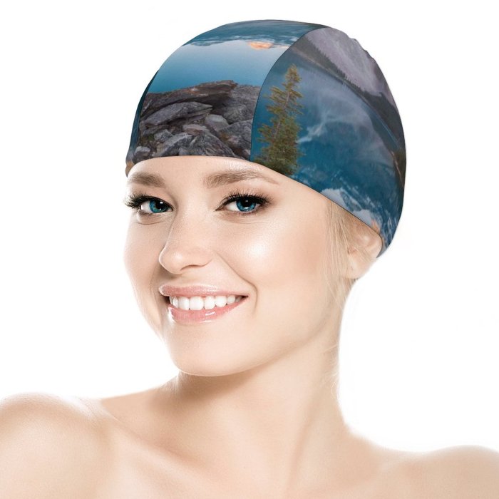 Swimming Cap Sven Muller Moraine Lake Landscape Sunrise Mountains Elastic,suitable for long and short hair