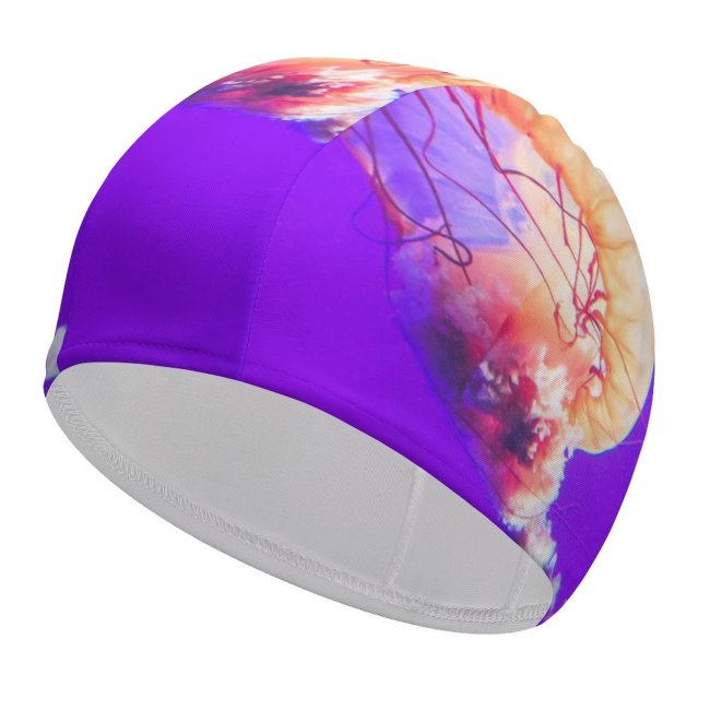 Swimming Cap Pathum Danthanarayana Jellyfish Purple Sea  Underwater Aquarium Elastic,suitable for long and short hair