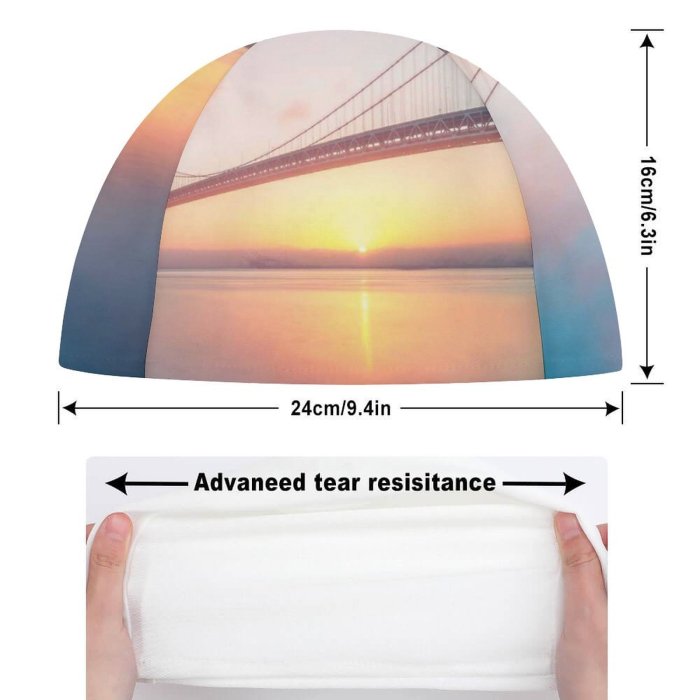 Swimming Cap Oakland Bay   Francisco California Sunrise Exposure Landscape Elastic,suitable for long and short hair