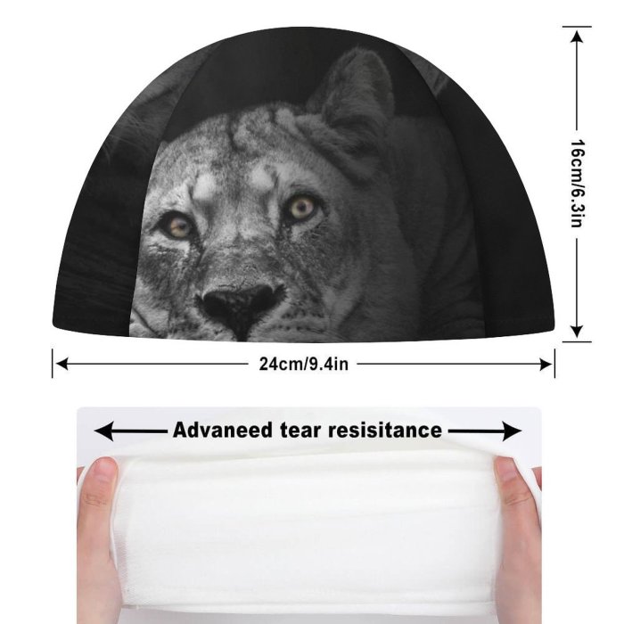 Swimming Cap Randy Rodriguez Black Dark Lioness  Wild Elastic,suitable for long and short hair