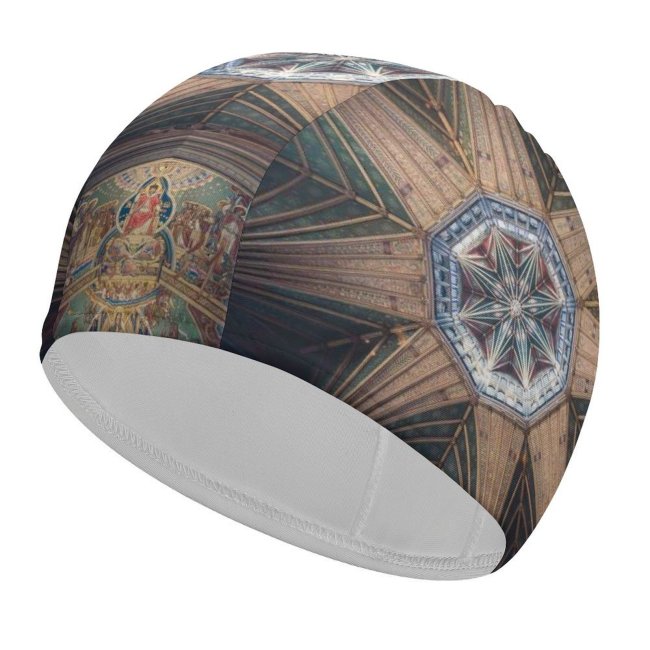 Swimming Cap Otto Berkeley Ely Cathedral Ancient Architecture Cathedral Dome Stained Glass United Elastic,suitable for long and short hair