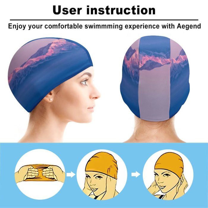 Swimming Cap Himalayas  Range Sunrise Winter Above Clouds Mountains Elastic,suitable for long and short hair