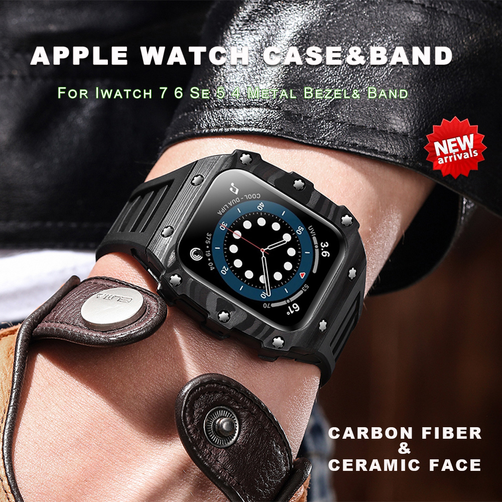 Luxury Carbon Fiber Ceramic For Apple Watch Modification Kit Band