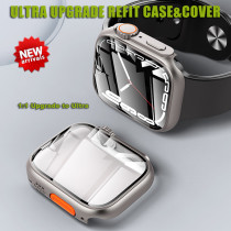 Refit Modification Ultra Case+ Tempered Glass for Apple Watch 8 7 45mm Upgrade For iwatch Ultra 49mm Screen Protector+PC Cover