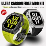 Luxury Titanium & Carbon Fiber Modification Kit For Apple Watch Ultra 49MM Cover For iWatch Series Refit Metal Frame Case Strap
