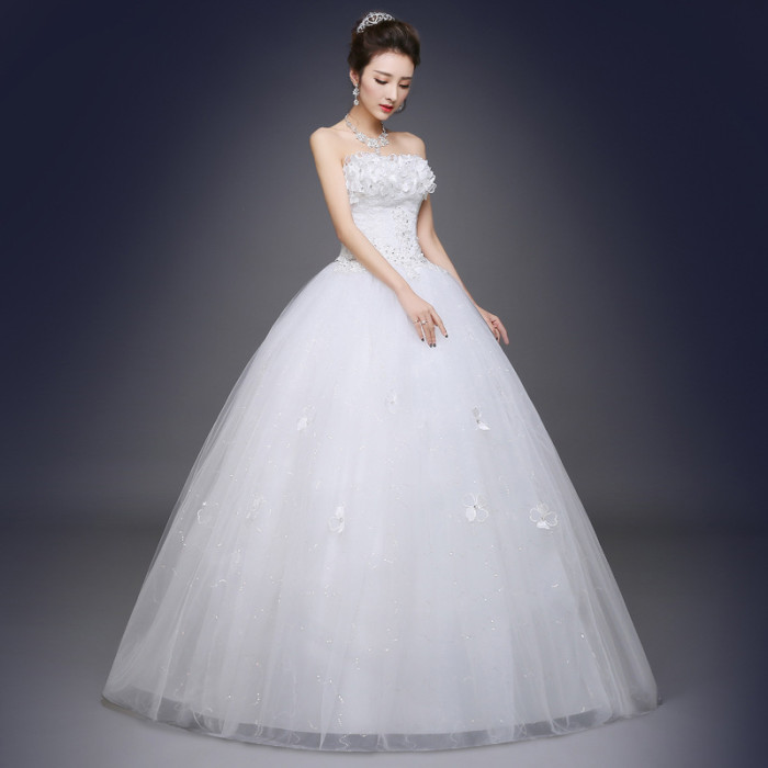 Wedding dress summer new strapless Korean fashion simple thin bride wedding dress woman