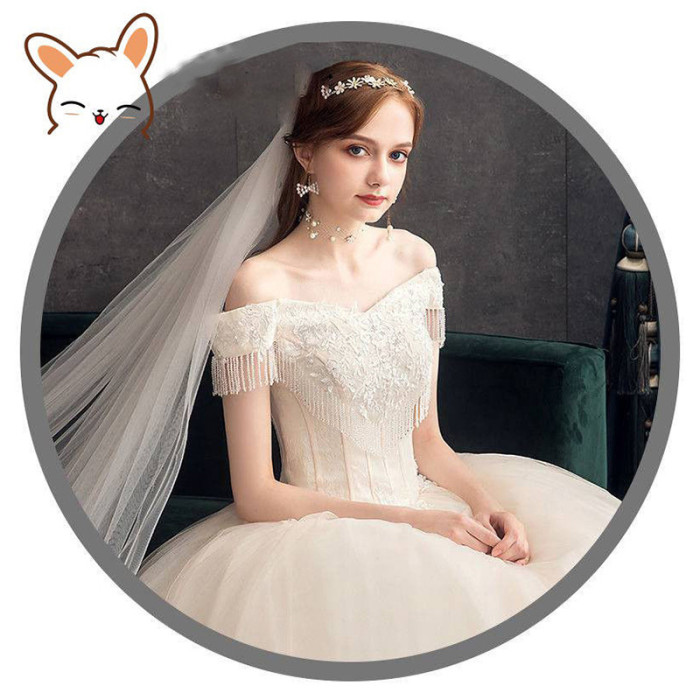 The main wedding dress new temperament sen fairy fantasy princess bride French light gauze simple atmosphere thin women