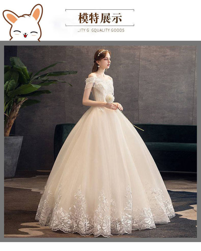 The main wedding dress new temperament sen fairy fantasy princess bride French light gauze simple atmosphere thin women