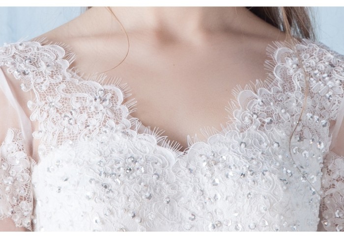 Main wedding dress new style sen department bride marriage neat simple dream princess drag tail show thin Hepburn female