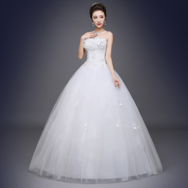 Wedding dress summer new strapless Korean fashion simple thin bride wedding dress woman