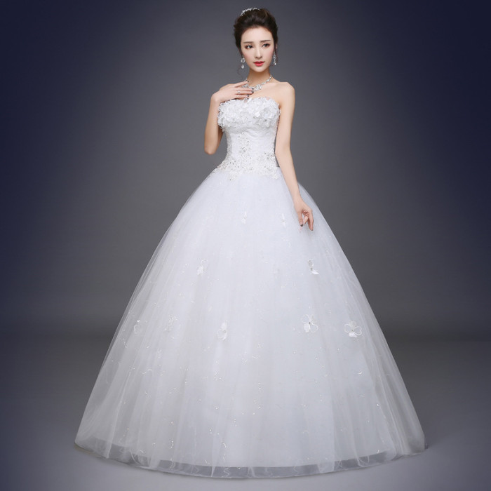 Wedding dress summer new strapless Korean fashion simple thin bride wedding dress woman
