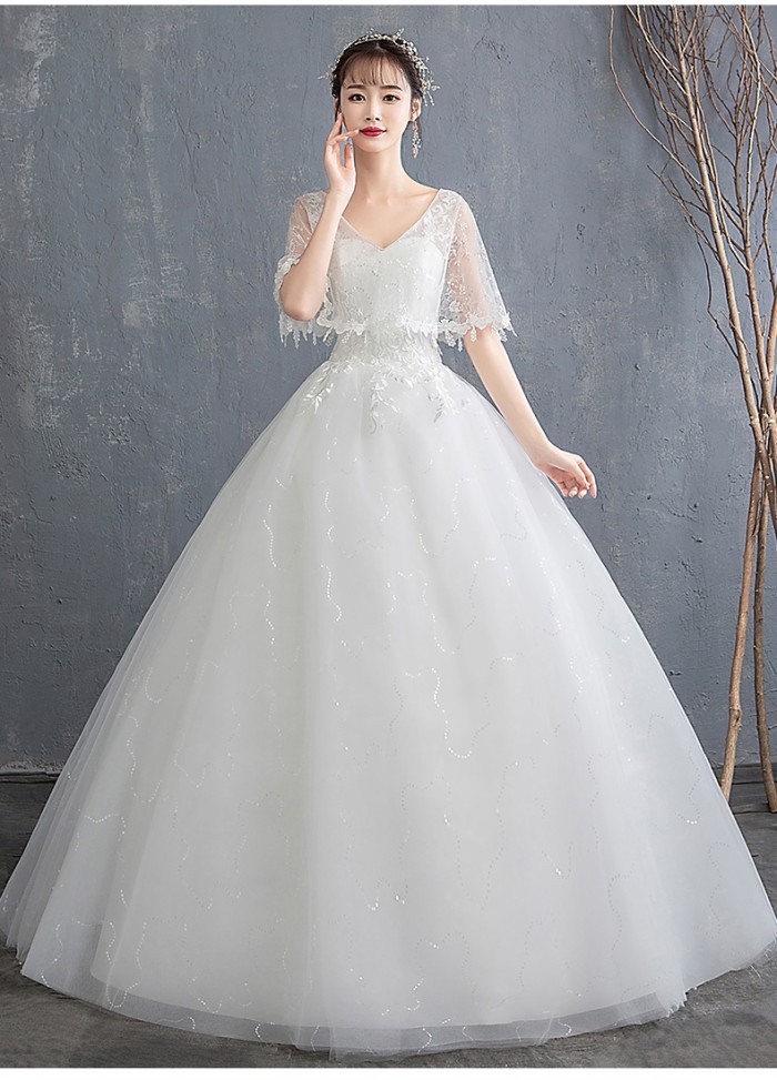 New bride wedding dress Korean sexy V-neck simple neat wedding light out of the yarn thin women