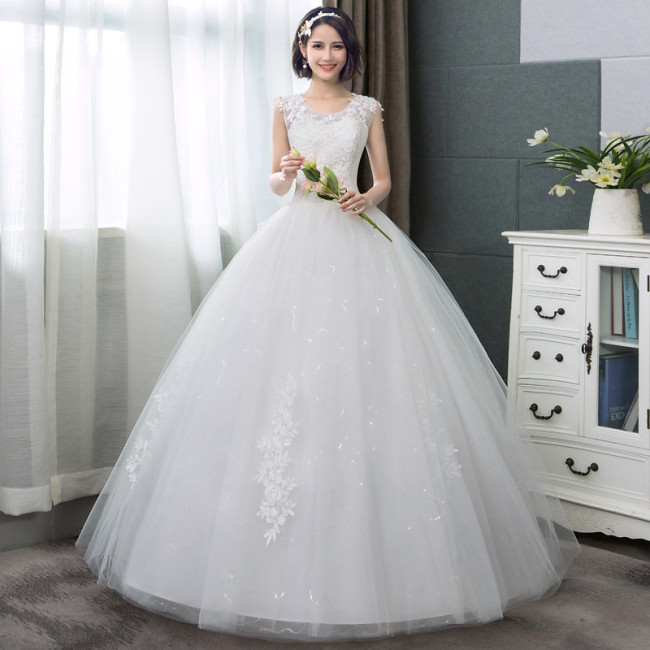 Wedding dress new heavy Industry Korean large size bride wedding show thin qi ground princess dream shoulders