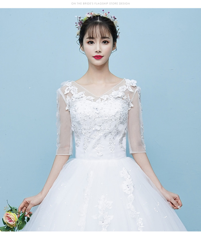 Tiktok popular new wedding brides Korean summer shoulder length pregnant women middle sleeve out yarn